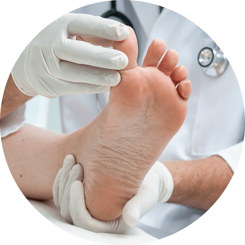 podiatry doctor looking at foot